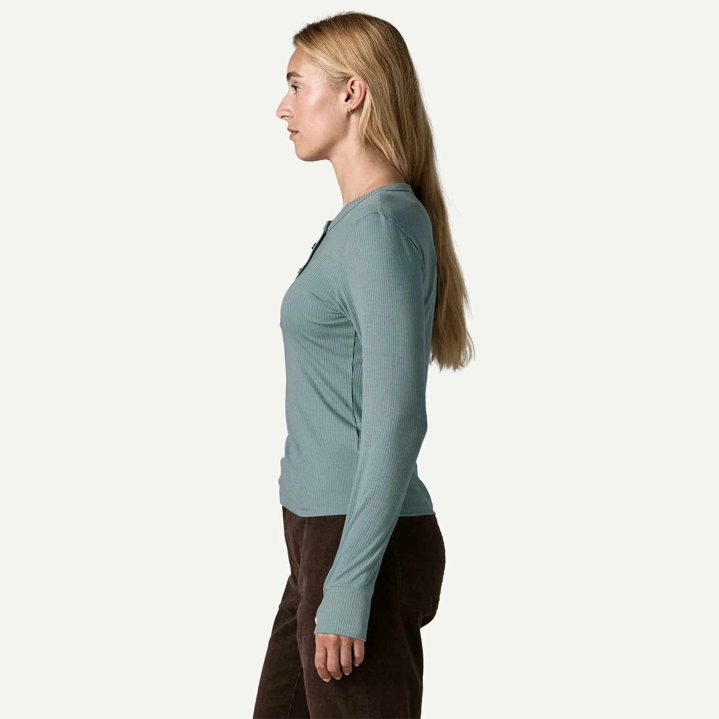 Women's Long-Sleeved Rib-Knit Henley - US 1789