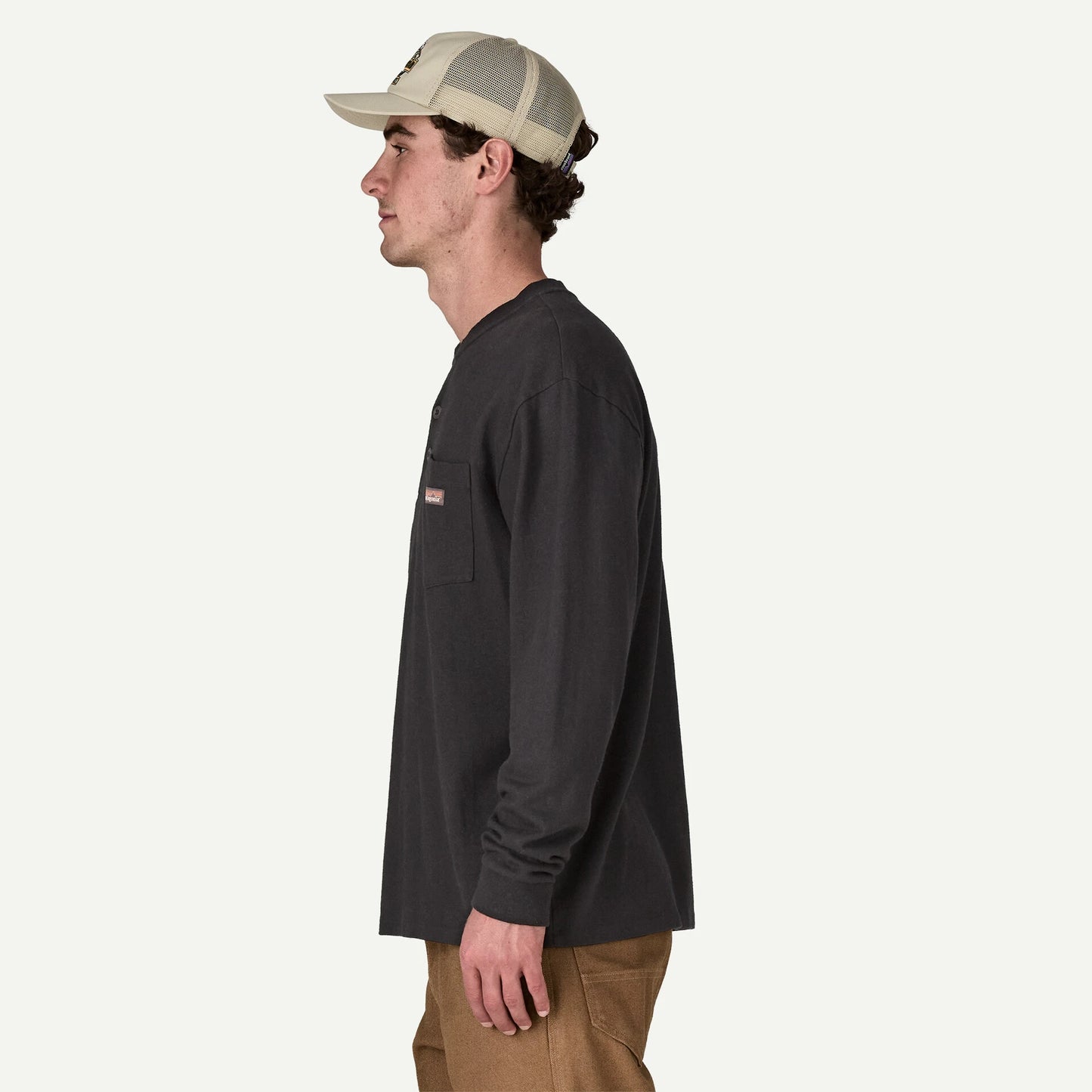 Men's Long-Sleeved Work Henley Pocket Tee - US 6088