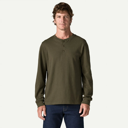 Men's Long-Sleeved Henley Shirt - US 5049