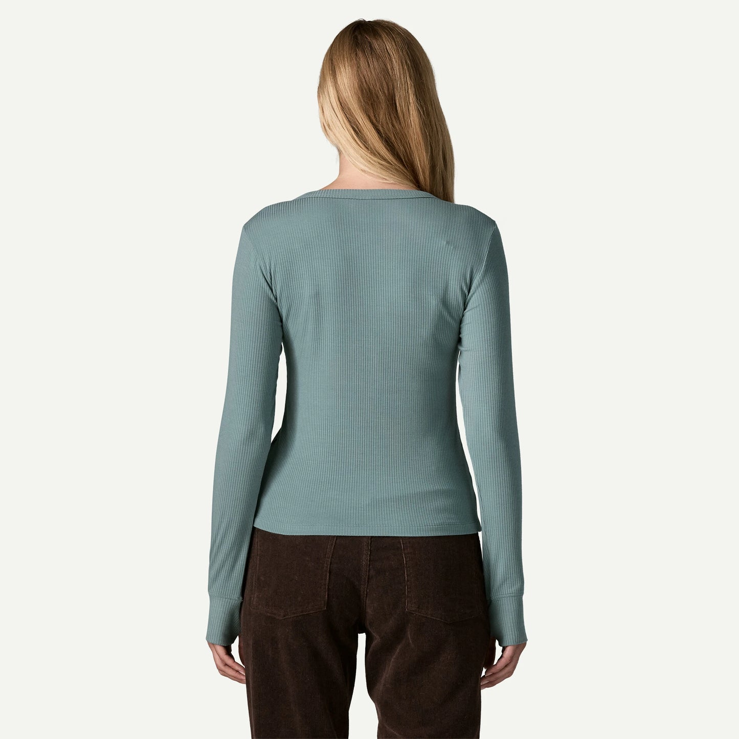 Women's Long-Sleeved Rib-Knit Henley - US 7483