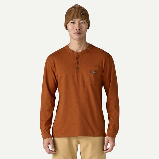 Men's Long-Sleeved Work Henley Pocket Tee - US 3306
